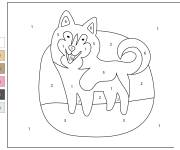 Coloriage Chien Husky num&eacute;rot&eacute; en noir et blanc