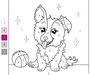 Coloriage Chien kawaii avec ballon