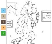 Coloriage Chien patine par num&eacute;ro