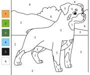 Coloriage Chien Rottweiler facile par num&eacute;ro