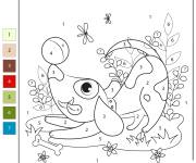 Coloriage Chien s'amusant dans le jardin par num&eacute;ro