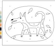Coloriage Chien sous les feuilles par num&eacute;ro