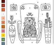 Coloriage Chien sur le fauteuil par num&eacute;ro