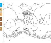 Coloriage Chimpanz&eacute; souriant par num&eacute;ro