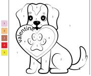 Coloriage Chiot avec un c&oelig;ur de saint-valentin par num&eacute;ro