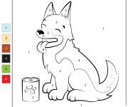 Coloriage Chiot berger allemand joyeux par num&eacute;ro