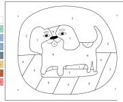 Coloriage Chiot heureux par num&eacute;ro de 1-8