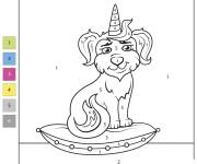 Coloriage Chiot licorne num&eacute;rot&eacute; de 1-6