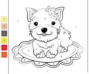 Coloriage Chiot Morkie par num&eacute;ro de 1-6