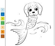 Coloriage Chiot sir&egrave;ne par num&eacute;ro