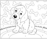 Coloriage Chiot timide num&eacute;rot&eacute;