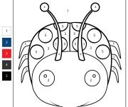 Coloriage Coccinelle kawaii par num&eacute;ro