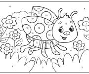 Coloriage Coccinelle pour enfants num&eacute;rot&eacute;e