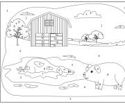 Coloriage Cochon de ferme par num&eacute;ro
