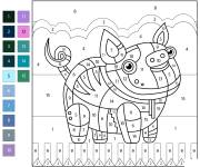 Coloriage Cochon num&eacute;rot&eacute; difficile de 1-15