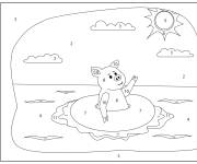 Coloriage Cochon s'amuse dans la mer par num&eacute;ro