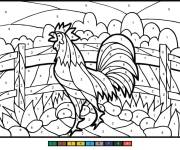 Coloriage Coq par num&eacute;ro pour adulte