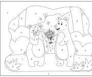 Coloriage Couple d'ours amoureux par num&eacute;ro
