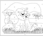 Coloriage Couple des lions amoureux