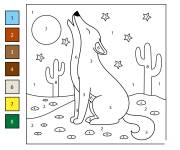 Coloriage Coyote de d&eacute;sert num&eacute;rot&eacute;