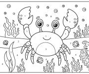 Coloriage Crabe kawaii en dansant par num&eacute;ro