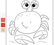 Coloriage Crabe par num&eacute;ro en maternelle