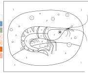 Coloriage Crevette par num&eacute;ro de 1-7