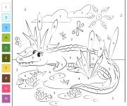 Coloriage Crocodile par num&eacute;ro pour enfants
