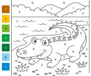 Coloriage Crocodile souriant en plein air
