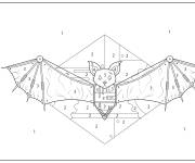 Coloriage Croquis chauve souris num&eacute;rot&eacute;