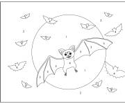 Coloriage Des chauves souris en air par num&eacute;ro