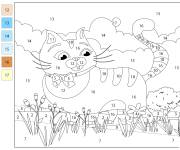 Coloriage Dessin au trait de chat num&eacute;rot&eacute;