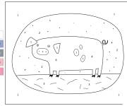 Coloriage Dessin cochon facile par num&eacute;ro
