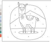 Coloriage Dessin de Lama facile par num&eacute;ro