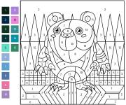 Coloriage Dessin ours avec cases num&eacute;rot&eacute;s &agrave; colorier
