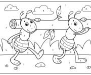 Coloriage Deux Fourmis en travaillant par num&eacute;ro