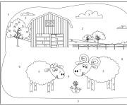 Coloriage Deux moutons dans leur ferme