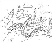 Coloriage Deux vers r&eacute;alistes par num&eacute;ro