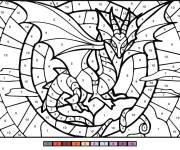 Coloriage Dragon en vitrail par num&eacute;ro