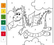 Coloriage Dragon mignon par num&eacute;ro
