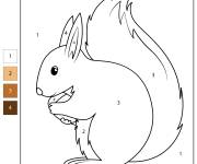 Coloriage &Eacute;cureuil en noir et blanc num&eacute;rot&eacute;