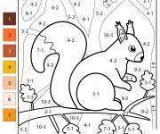 Coloriage &Eacute;cureuil facile en soustraction par num&eacute;ro