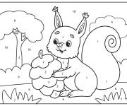 Coloriage &Eacute;cureuil heureux cp par num&eacute;ro