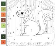Coloriage &Eacute;cureuil kawaii vectoriel par num&eacute;ro
