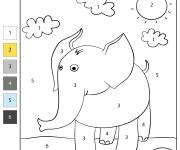 Coloriage &Eacute;l&eacute;phant adorable par num&eacute;ro