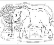 Coloriage &Eacute;l&eacute;phant d&eacute;taill&eacute; dans la foret