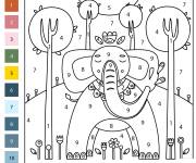Coloriage &Eacute;l&eacute;phant en abstrait par num&eacute;ro
