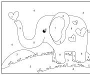Coloriage &Eacute;l&eacute;phant mignon avec coeur d'amour