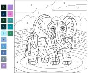 Coloriage &Eacute;l&eacute;phant par num&eacute;ro de 1-15