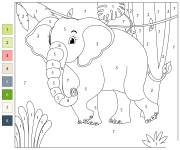 Coloriage &Eacute;l&eacute;phant style dessin anim&eacute; par num&eacute;ro